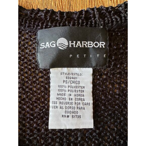 Sag Harbor Vtg Black Knitted Sweater Cardigan Size Small - Picture 2 of 6